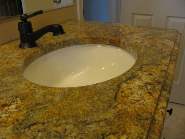 Golden Beach Granite On Top Of An Existing Vanity With A